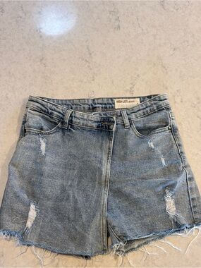WISH LIST Distressed Light Wash Denim Jean Skort | Size S